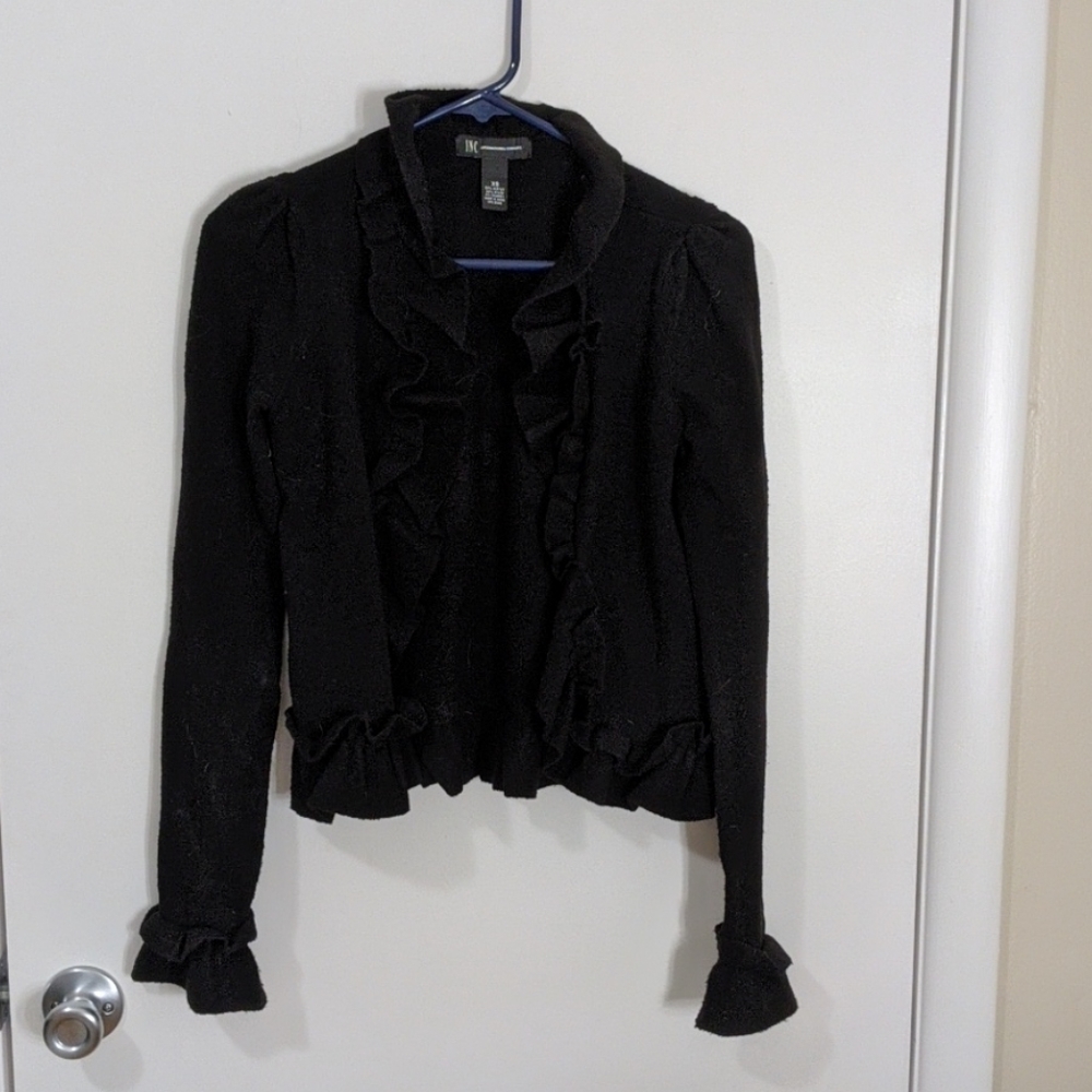 Ruffled edge sweater jacket